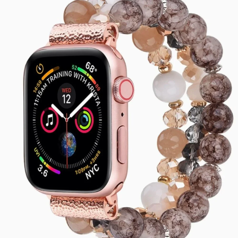 Coffee Pearl Beaded Apple Watch Bracelet